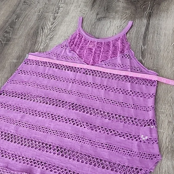 We the Free People Crochet Open Mesh High Low High Neck Tank Top XS - Picture 2 of 7